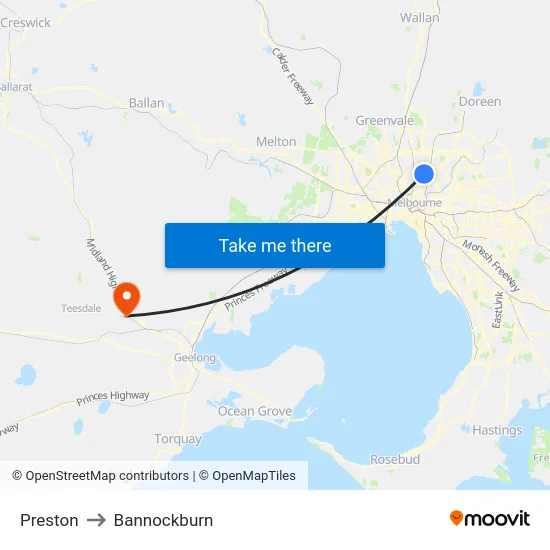 Preston to Bannockburn map