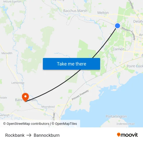 Rockbank to Bannockburn map
