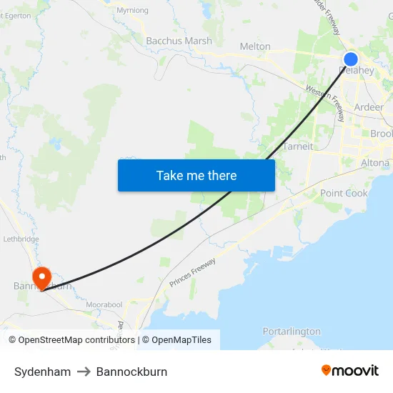Sydenham to Bannockburn map