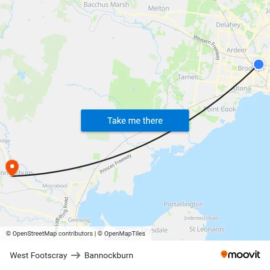 West Footscray to Bannockburn map