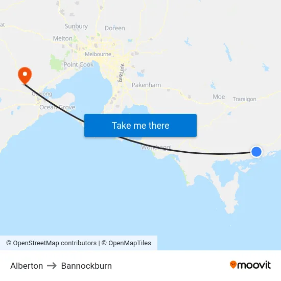 Alberton to Bannockburn map