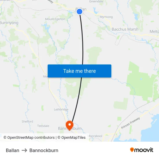 Ballan to Bannockburn map