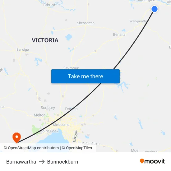 Barnawartha to Bannockburn map