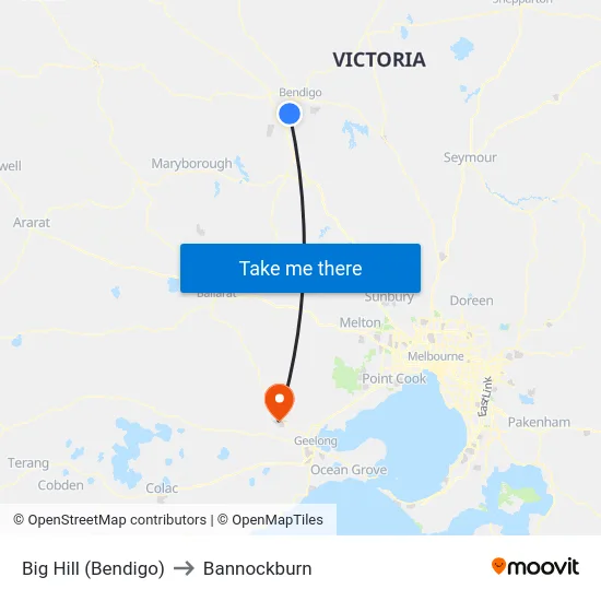 Big Hill (Bendigo) to Bannockburn map