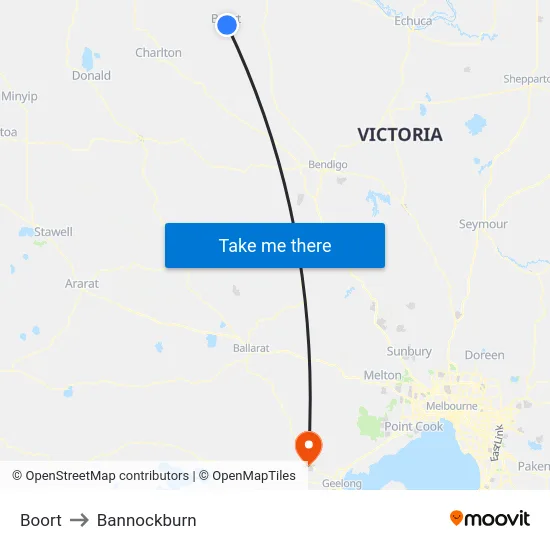 Boort to Bannockburn map