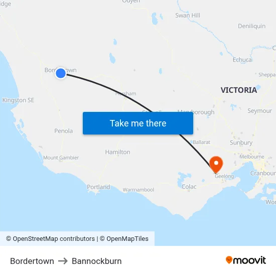 Bordertown to Bannockburn map