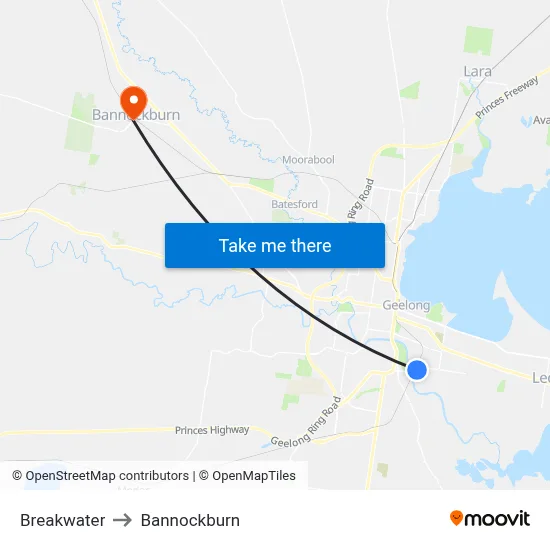 Breakwater to Bannockburn map