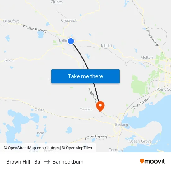 Brown Hill - Bal to Bannockburn map