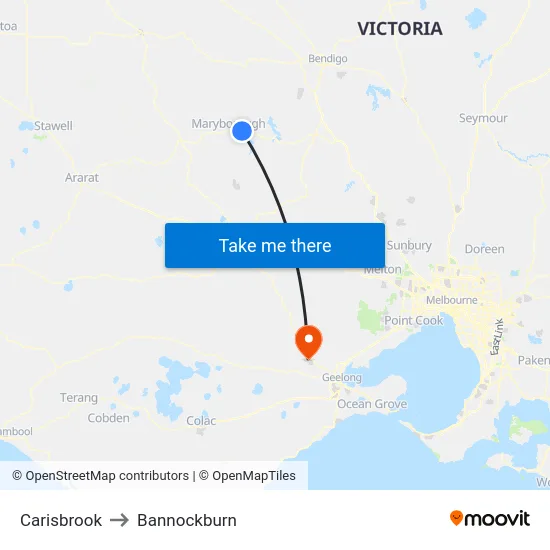 Carisbrook to Bannockburn map
