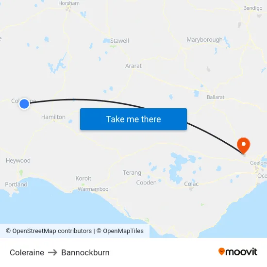 Coleraine to Bannockburn map