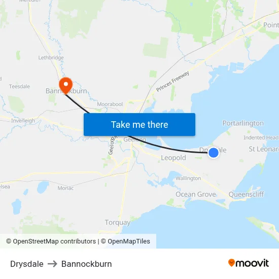 Drysdale to Bannockburn map