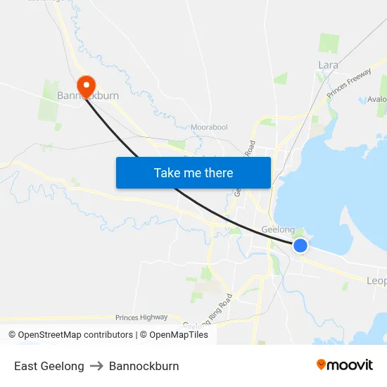 East Geelong to Bannockburn map