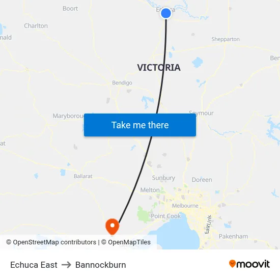 Echuca East to Bannockburn map