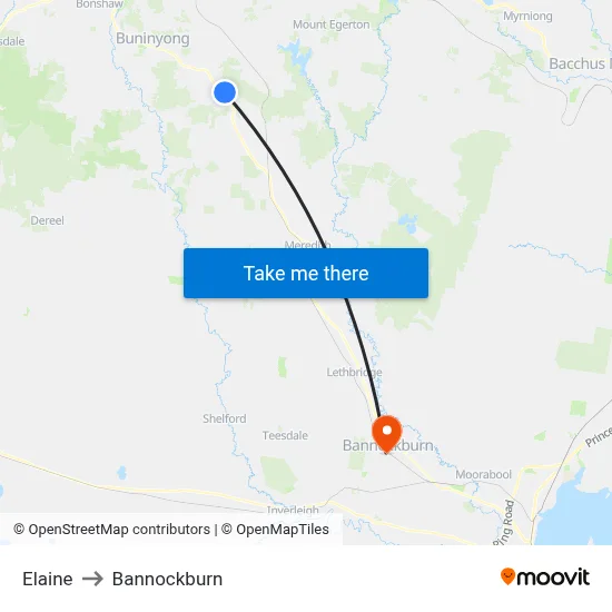 Elaine to Bannockburn map