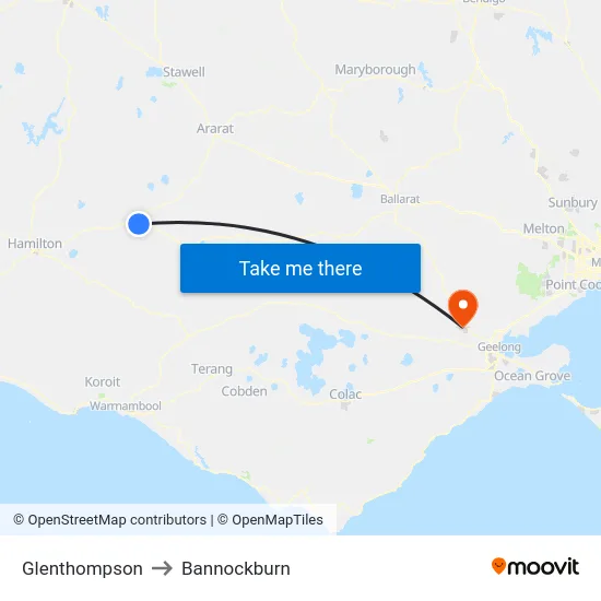 Glenthompson to Bannockburn map