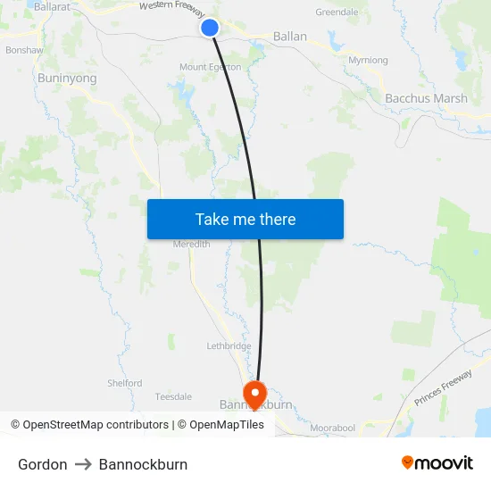 Gordon to Bannockburn map