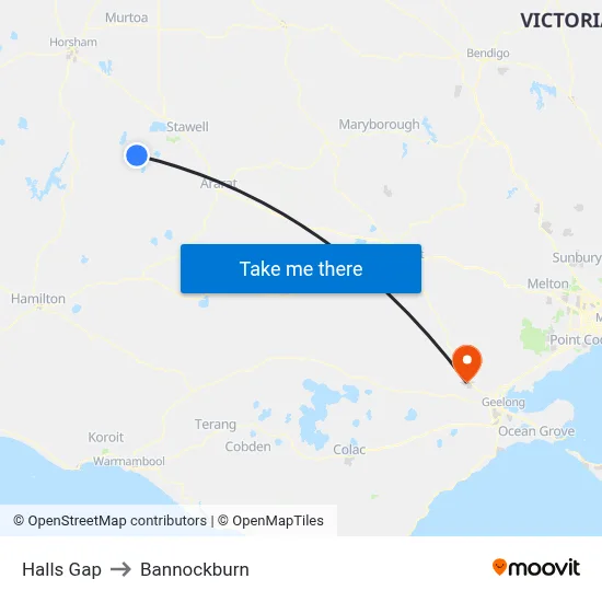 Halls Gap to Bannockburn map