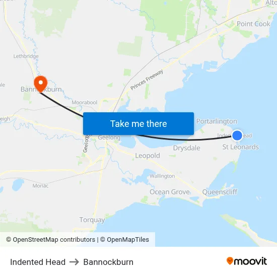 Indented Head to Bannockburn map