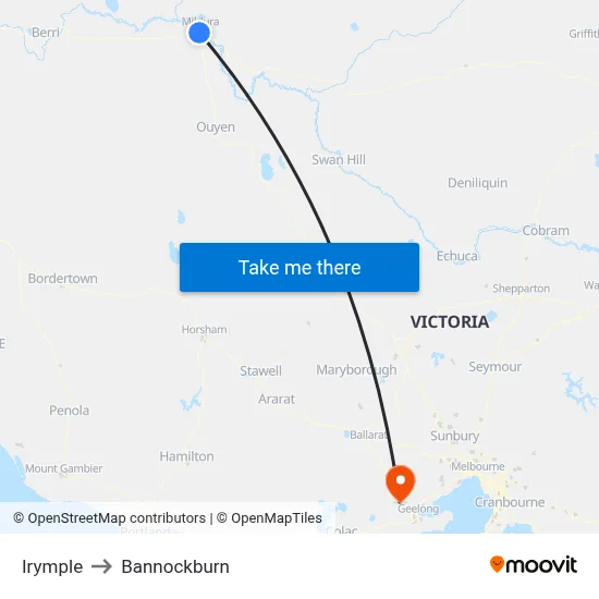 Irymple to Bannockburn map