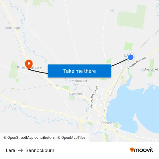 Lara to Bannockburn map
