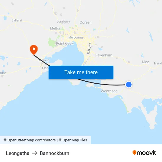 Leongatha to Bannockburn map