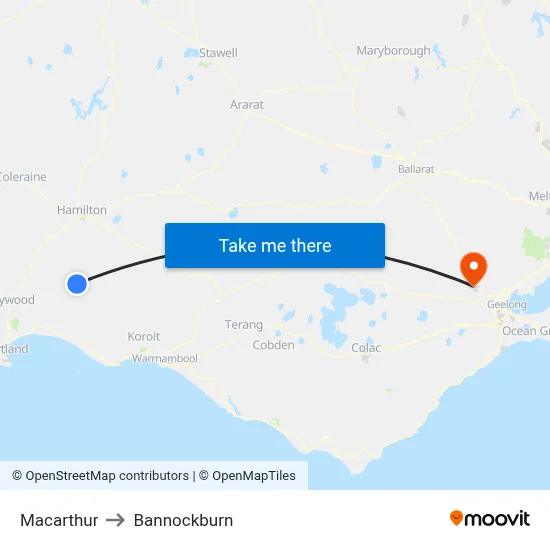 Macarthur to Bannockburn map