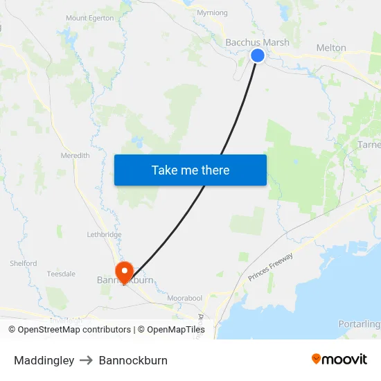 Maddingley to Bannockburn map