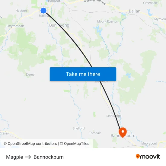 Magpie to Bannockburn map