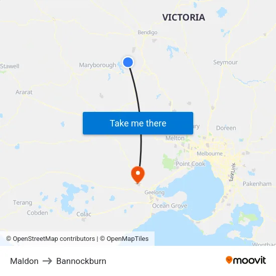 Maldon to Bannockburn map