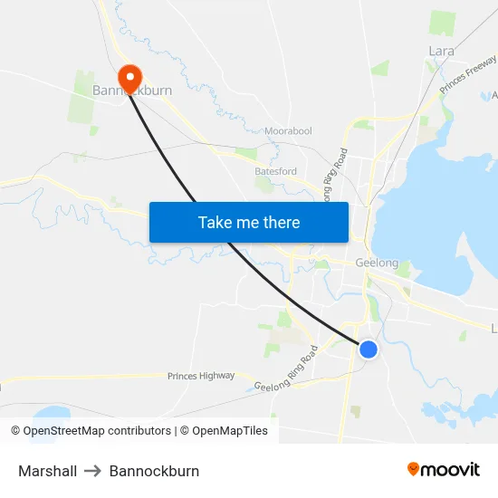 Marshall to Bannockburn map