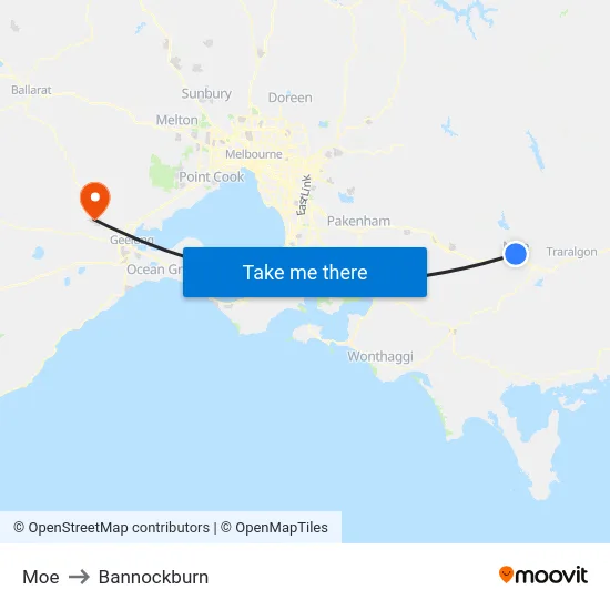 Moe to Bannockburn map
