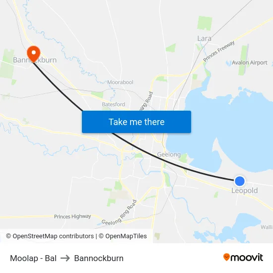 Moolap - Bal to Bannockburn map