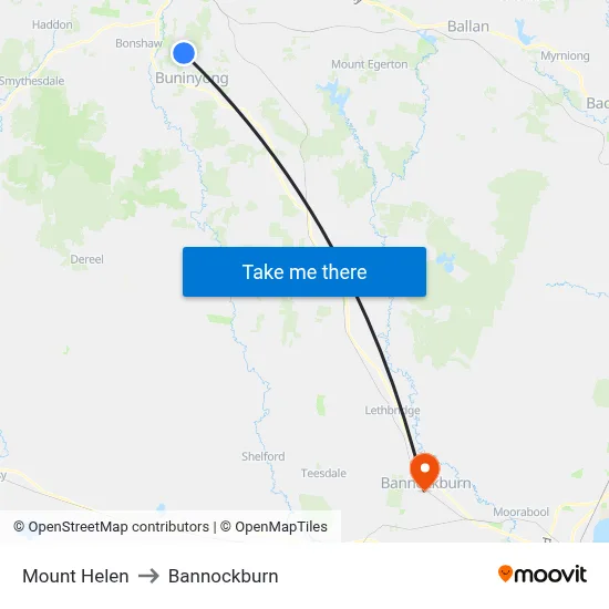 Mount Helen to Bannockburn map