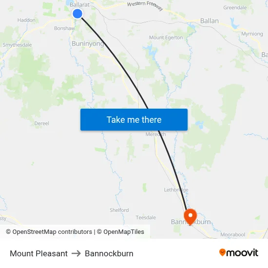 Mount Pleasant to Bannockburn map