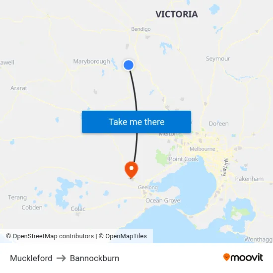 Muckleford to Bannockburn map