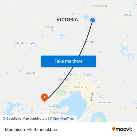 Murchison to Bannockburn map