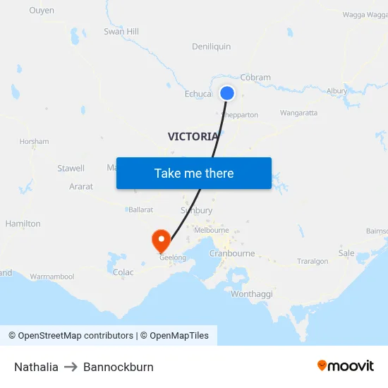 Nathalia to Bannockburn map