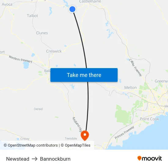 Newstead to Bannockburn map