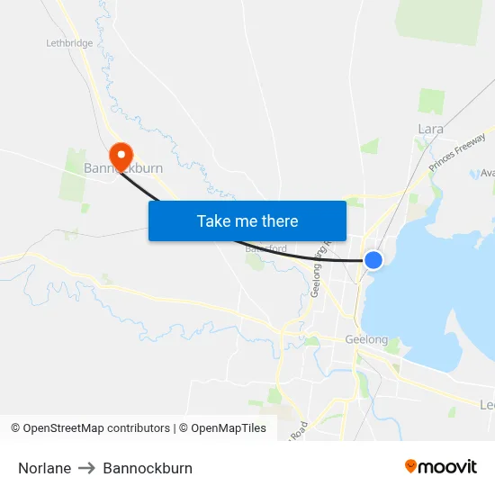 Norlane to Bannockburn map