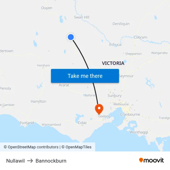 Nullawil to Bannockburn map