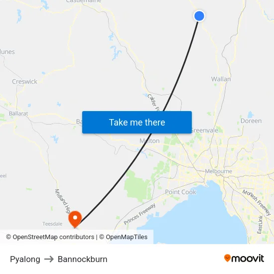 Pyalong to Bannockburn map