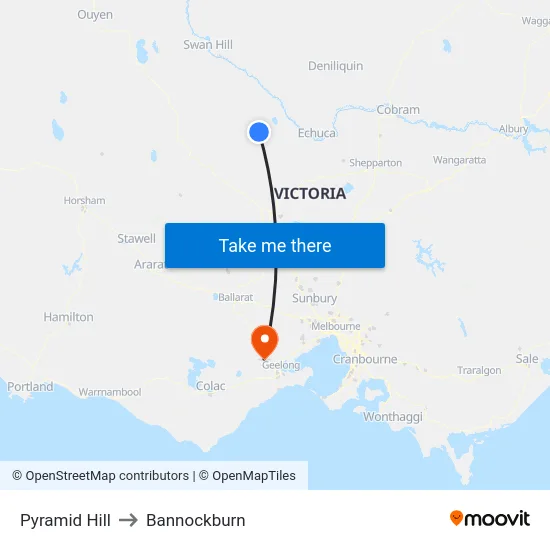 Pyramid Hill to Bannockburn map