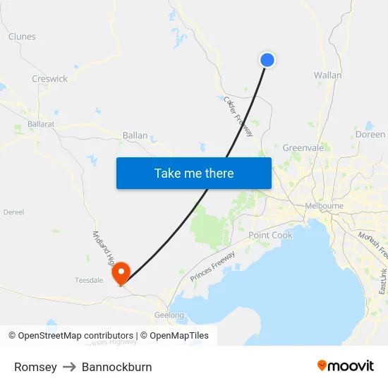 Romsey to Bannockburn map