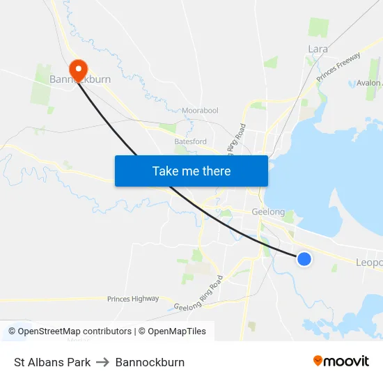 St Albans Park to Bannockburn map