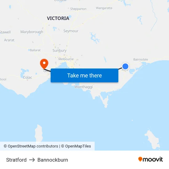 Stratford to Bannockburn map