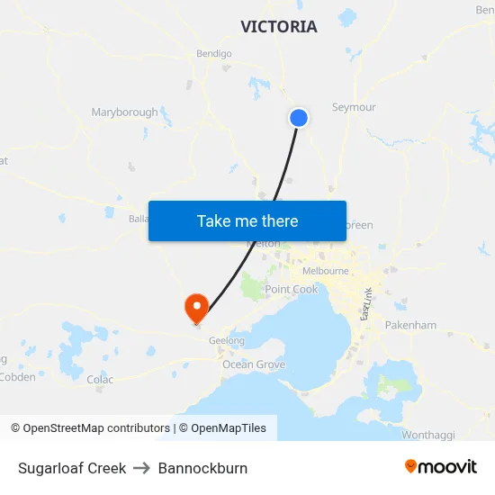 Sugarloaf Creek to Bannockburn map