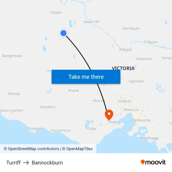 Turriff to Bannockburn map