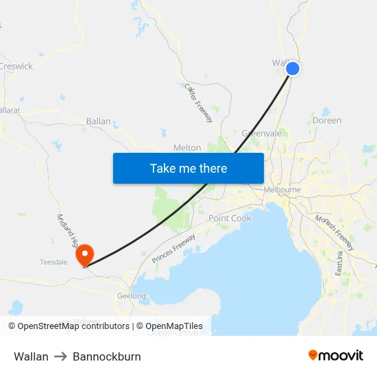 Wallan to Bannockburn map