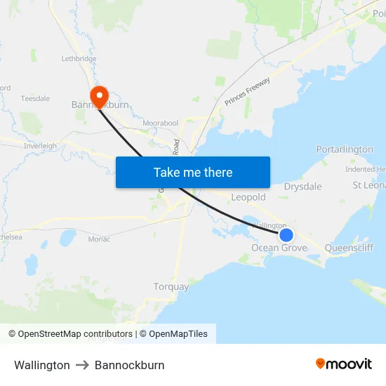 Wallington to Bannockburn map