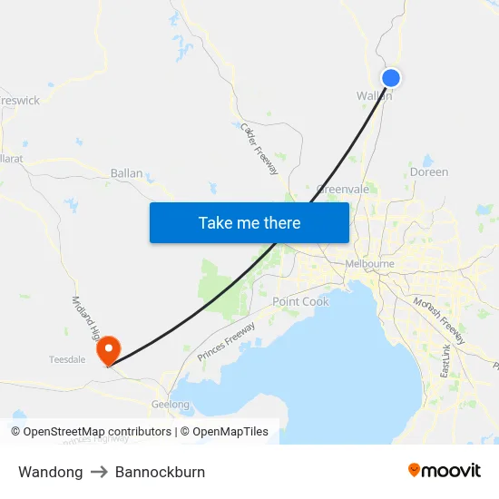 Wandong to Bannockburn map